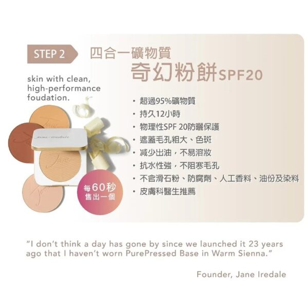 Jane Iredale PurePressed ® Base Mineral Foundation - Refill 四合一礦物質奇幻粉餅 SPF20- 補充裝：圖片 5