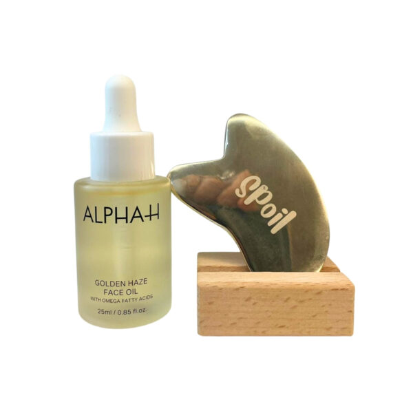 Alpha H 黃金霧面逆齡面部修護油 25ml X Spoil 黃銅刮痧板套裝